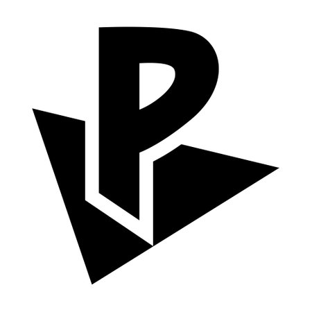 Black Letter P Icon with a Triangle on a White Backgroundの写真素材