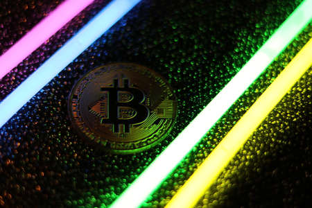 bitcoin and light sticksの写真素材