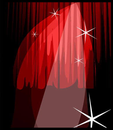 Illustration a theater curtain with star flares aroundのイラスト素材