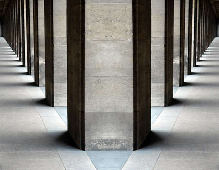 Architectural detail of stone columns の写真素材