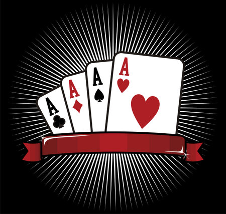 Four aces. Casino Poker Cards on black background.のイラスト素材