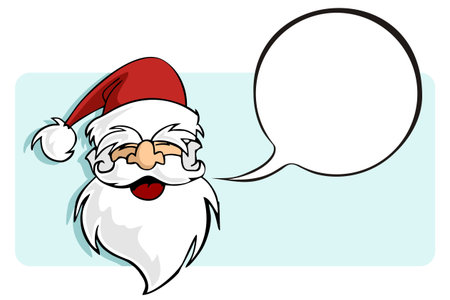 Happy face of Santa with a blank comic balloon. Usable for Christmas greeting card. Vector illustrationのイラスト素材