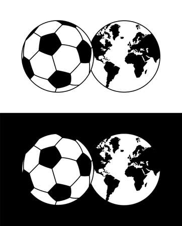 Globe soccer ball composition in black and whiteのイラスト素材