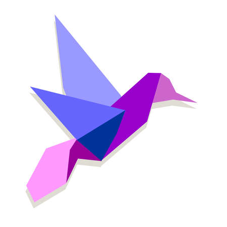 One Origami vibrant colors hummingbird. のイラスト素材