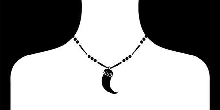 white female silohuette with black neckless on black backgroundのイラスト素材