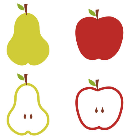 Apple and pears pattern silhouettes over white background.のイラスト素材