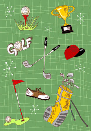 Hand drawn golf icons set. の写真素材