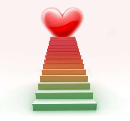 Multicolored 3D Love Staircase illustration.の写真素材