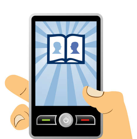 connected to the social network with mobile phone, vector availableのイラスト素材