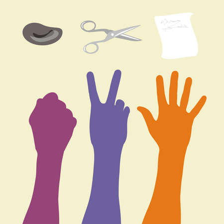 illustration rock paper scissors game, hand sign.のイラスト素材