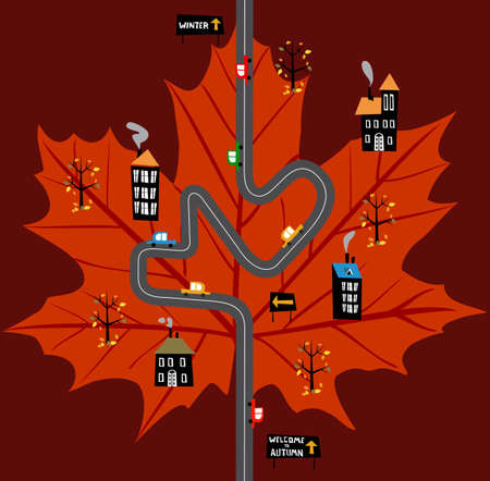 Road bound for the autumn background. Vector availableのイラスト素材