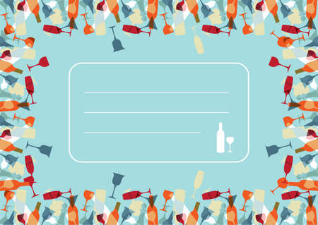 Colorful transparent beverage glasses and bottles texture background.のイラスト素材