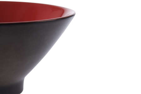 Single dark red contemporary ceramic pot isolated on white background. の写真素材