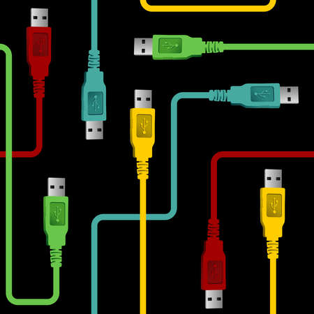 USB wire pattern in block colors palette. Vector file available.のイラスト素材