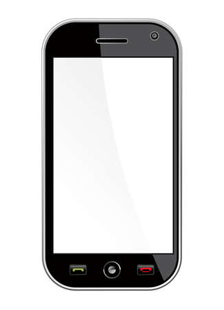 Generic black smartphone isolated over white with blank space for your own design or image  Useful for mobile applications presentation  EPS 8 vector, cleanly built with no open shapes or strokes  Grouped and ordered in layers for easy editing  のイラスト素材
