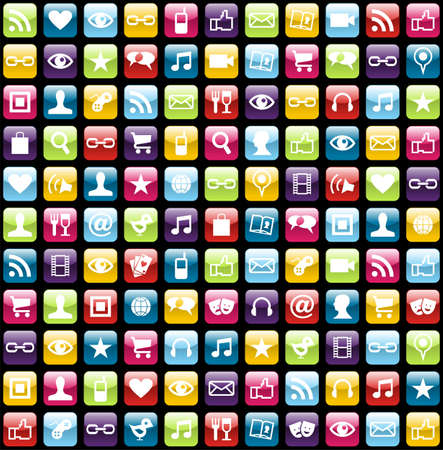  Smartphone app icon set seamless pattern background. Vector file layered for easy manipulation and customisation.のイラスト素材