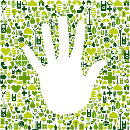 Eco environment icons set background in human hand shape  Vector file available のイラスト素材