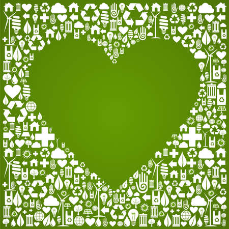 Heart shape in green icons set background  Vector file available のイラスト素材