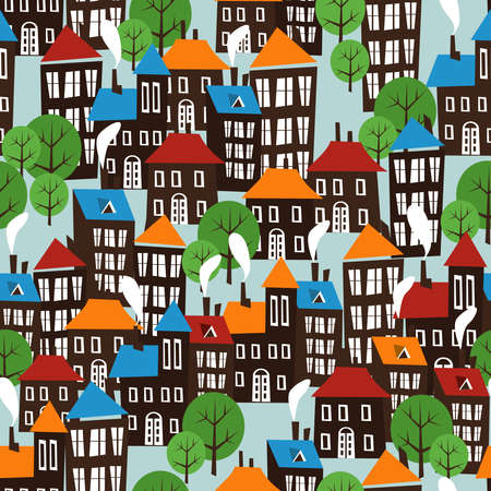 Christmas winter time city pattern background のイラスト素材