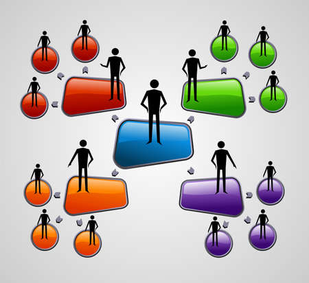 Contemporary social media diagram with people presentation template  Vector file layered for easy manipulation and custom coloring のイラスト素材