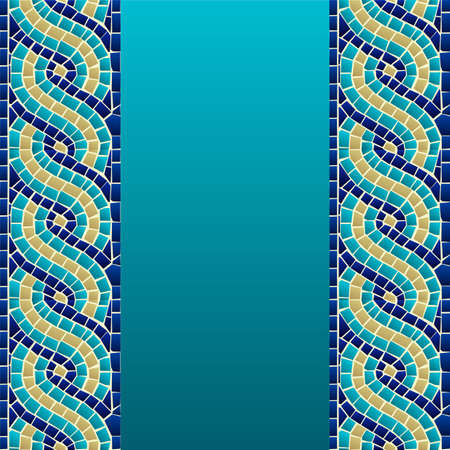 Marine style wave mosaic seamless pattern background  Vector file layered for easy manipulation and custom coloring のイラスト素材
