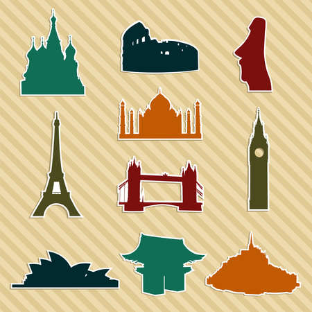 World landmark silhouettes setのイラスト素材