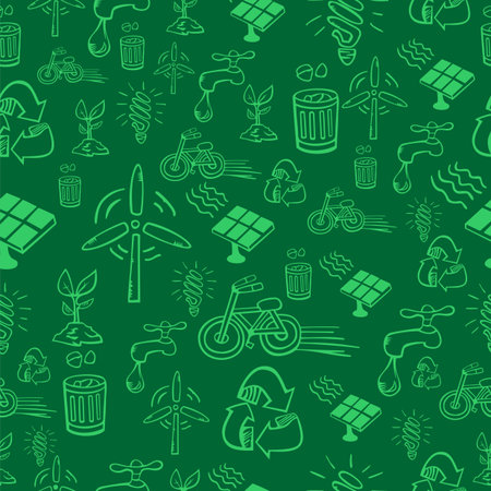 Go green icon set seamless pattern  file layered for easy manipulation and custom coloring のイラスト素材
