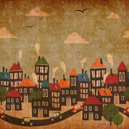 Abstract winter city vintage colorful background の写真素材