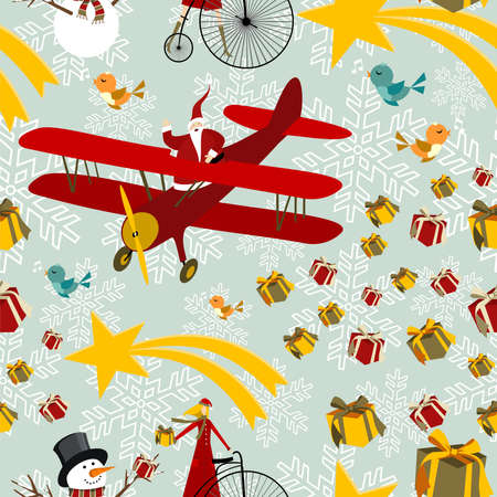 Christmas seamless elements background pattern. Vector illustration layered for easy manipulation and custom coloring.のイラスト素材