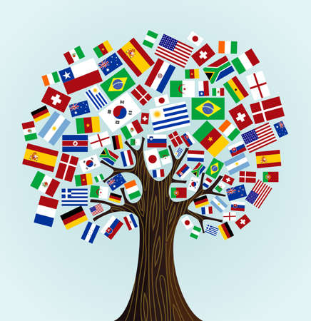 Flags of the World tree  countries participants of Soccer Cup 2010  Vector file available のイラスト素材