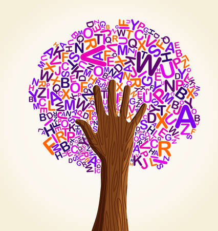 Learn to read at school education concept tree hand. Vector file layered for easy manipulation and custom coloring.のイラスト素材