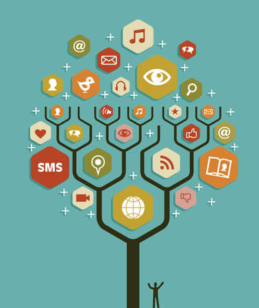 Social network tree business team marketing plan. Vector illustration layered for easy manipulation and custom coloring.のイラスト素材