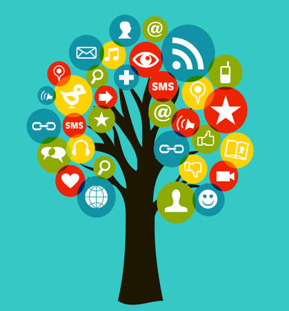 Social network tree business icons leaf  Vector illustration layered for easy manipulation and custom coloring のイラスト素材