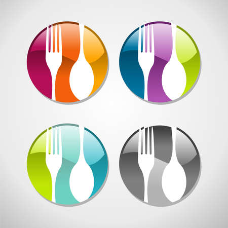 Multicolored glossy food web icons set backgroundのイラスト素材