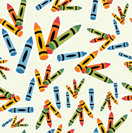 Back to school  multicolored crayons pattern background.のイラスト素材