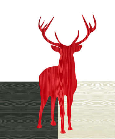 Christmas wooden reindeer shape greeting card background   のイラスト素材