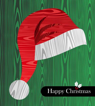 Christmas wooden textured hat shape greeting card のイラスト素材