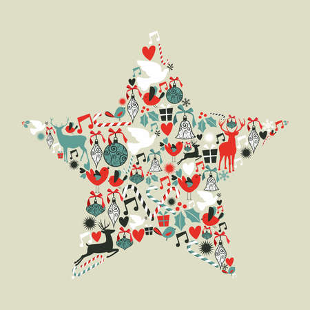 Christmas icons set in star shape  illustration layered for easy manipulation and custom coloring のイラスト素材