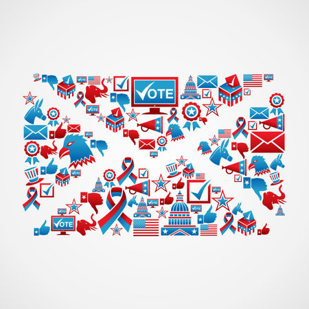 Recruit voters USA election icon set concept in mail envelope   file layered for easy manipulation...