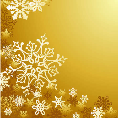 Golden Christmas snowflakes backgroundのイラスト素材