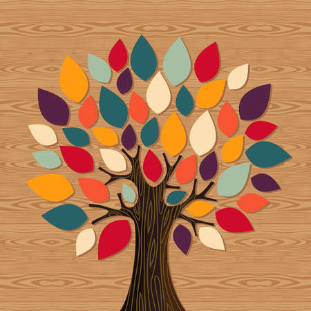 Diversity concept tree illustration. file layered for easy manipulation and custom coloring.のイラスト素材