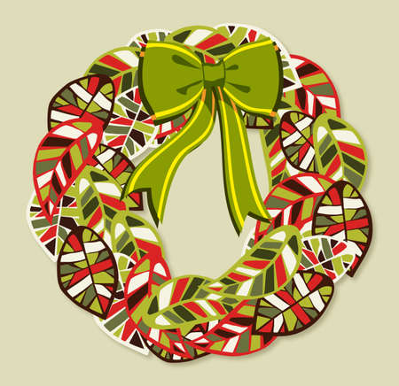 Diversity leaves Christmas season wreathのイラスト素材