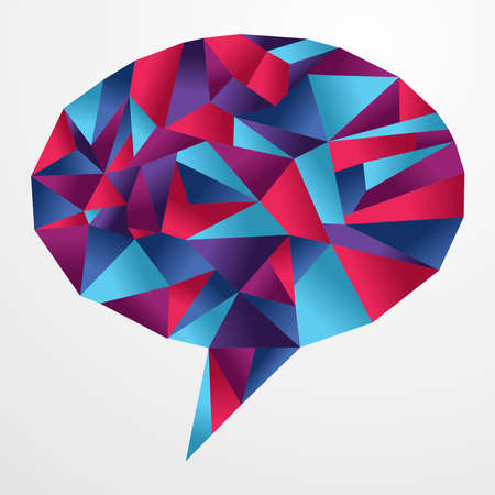 Diversity Origami paper in social speech bubble shape. Vector file layered for easy manipulation and custom coloring.のイラスト素材