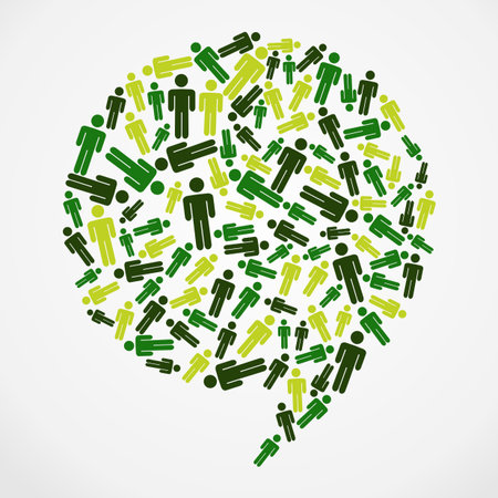 Go Green web marketing campaign: people silhouette in bubble shape. Vector file layered for easy...
