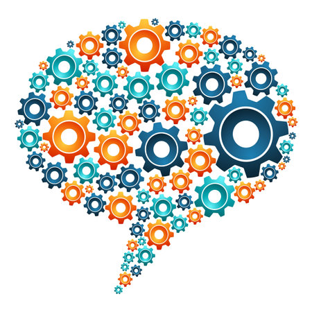 Social media gear machine in speech bubble shape. Vector file layered for easy manipulation and...