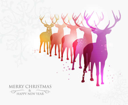 Contemporary Merry Christmas snowflakes and deers transparency background with transparencies layered for easy manipulation and custom coloring のイラスト素材