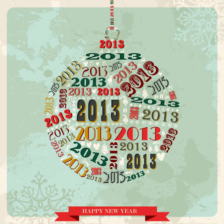 Vintage Happy New year 2013 concept numbers in bauble shape  illustration layered for easy manipulation and custom coloring のイラスト素材
