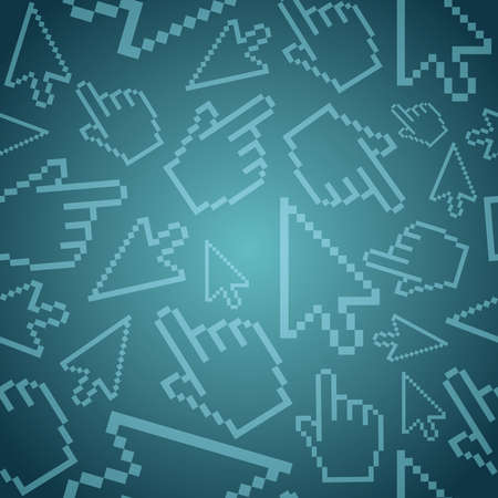 Pixel cursor icons hand and arrow seamless pattern illustration layered for easy manipulation and custom coloring のイラスト素材