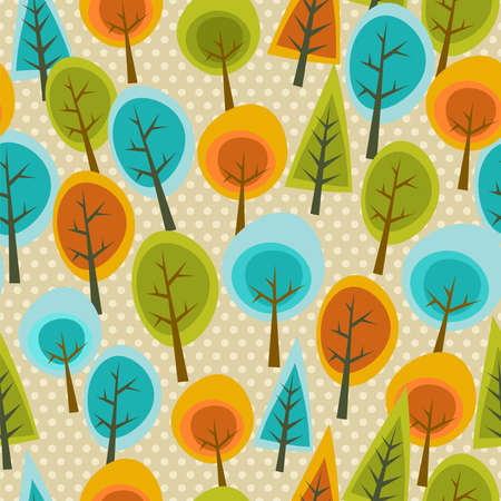Cute tree forest seamless pattern background. illustration layered for easy manipulation and custom coloring.のイラスト素材