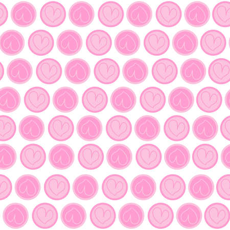 Valentine pink love heart seamless pattern  illustration layered for easy manipulation and custom coloring のイラスト素材